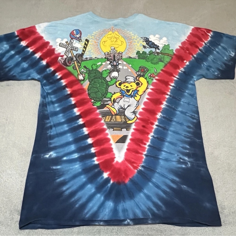 2011 Grateful Dead Deadhead Band Tshirt Crossing Biker Liquid Blue Tie Dye XL - Picture 4 of 9